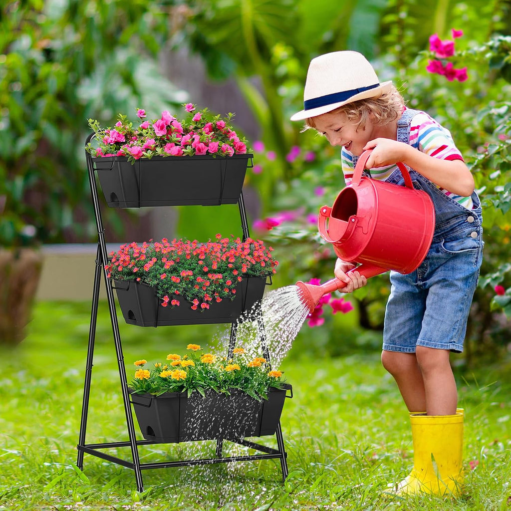 Black Tiered Drainage Garden Planter