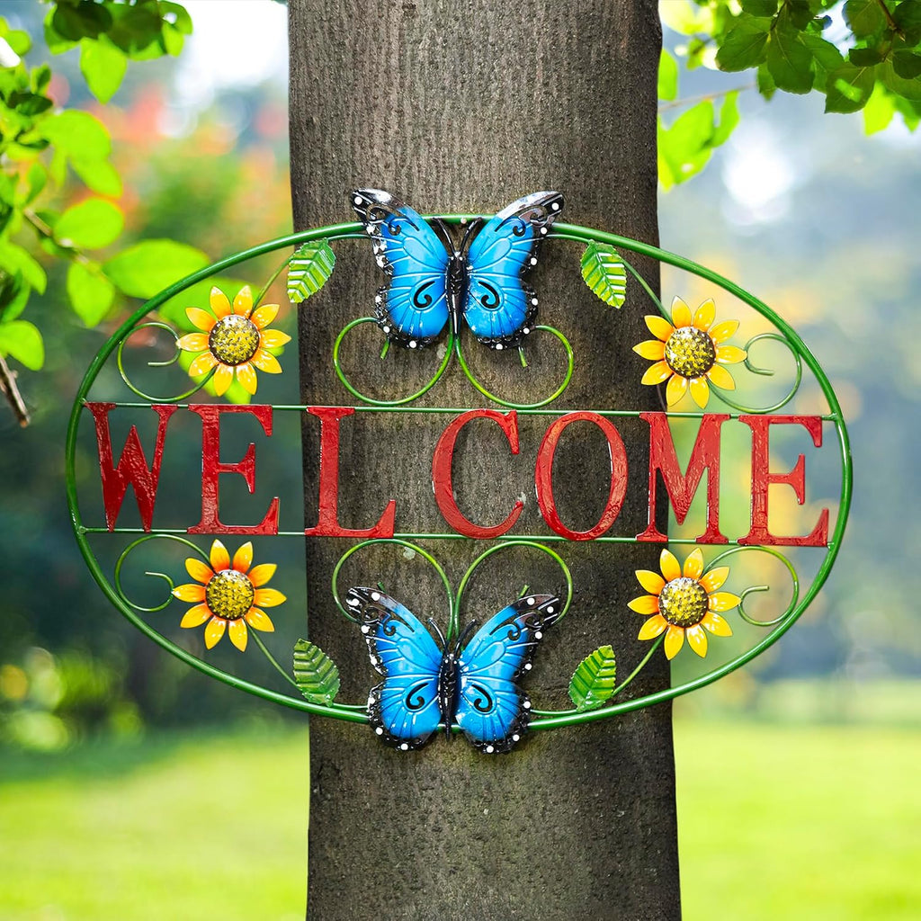 Sunflower Butterfly Welcome Wall Decor