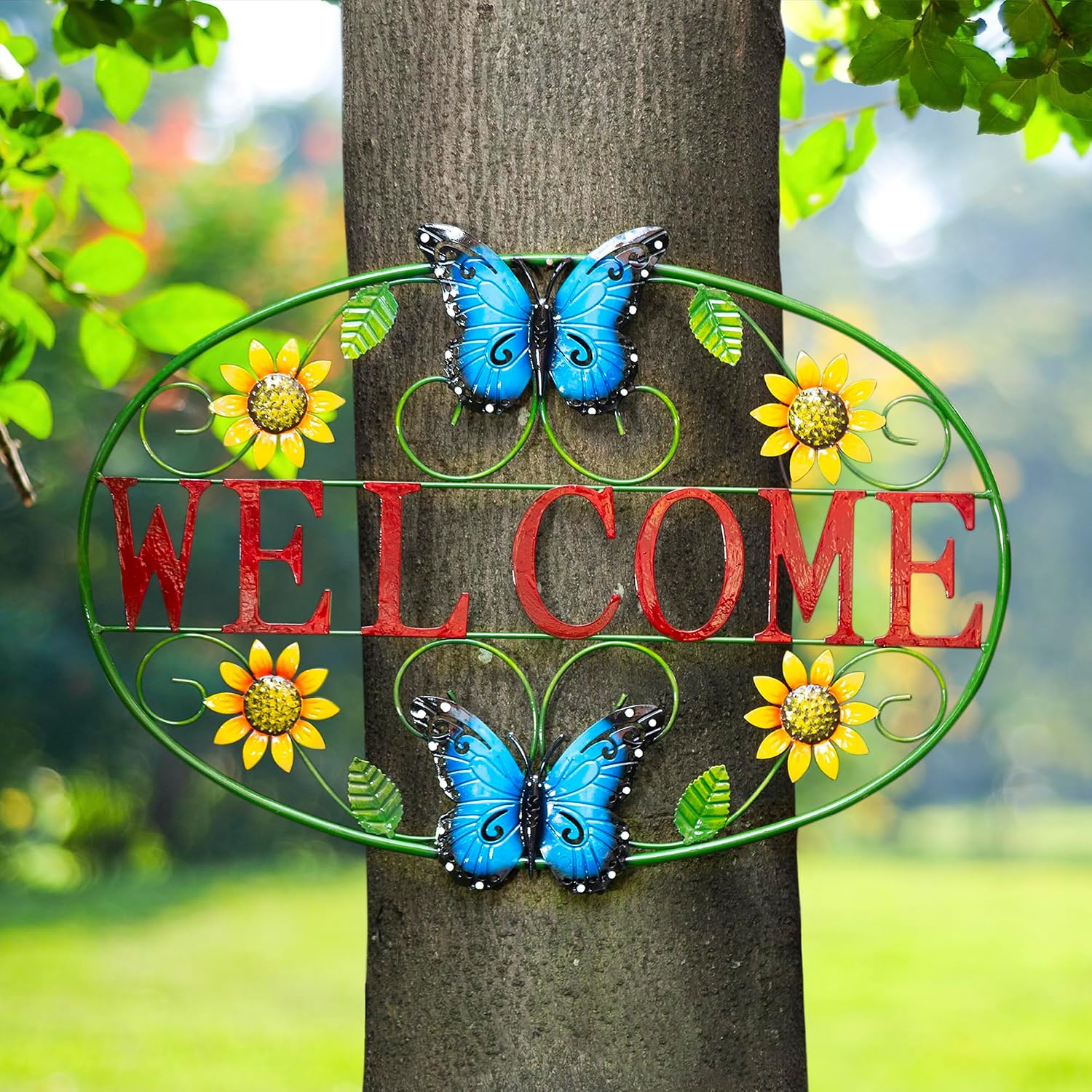 Sunflower Butterfly Welcome Wall Decor