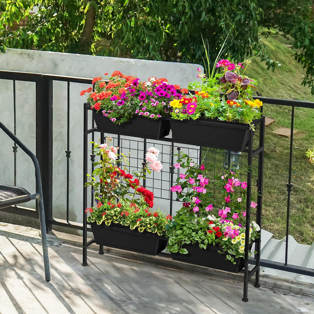Black Tall Trellis Garden Planter