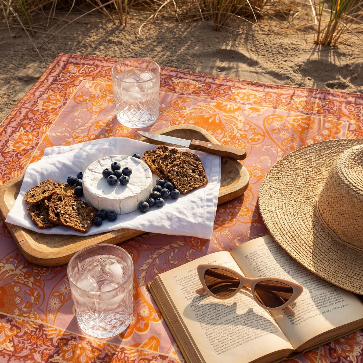 Orange Boho Waterproof Picnic Blanket