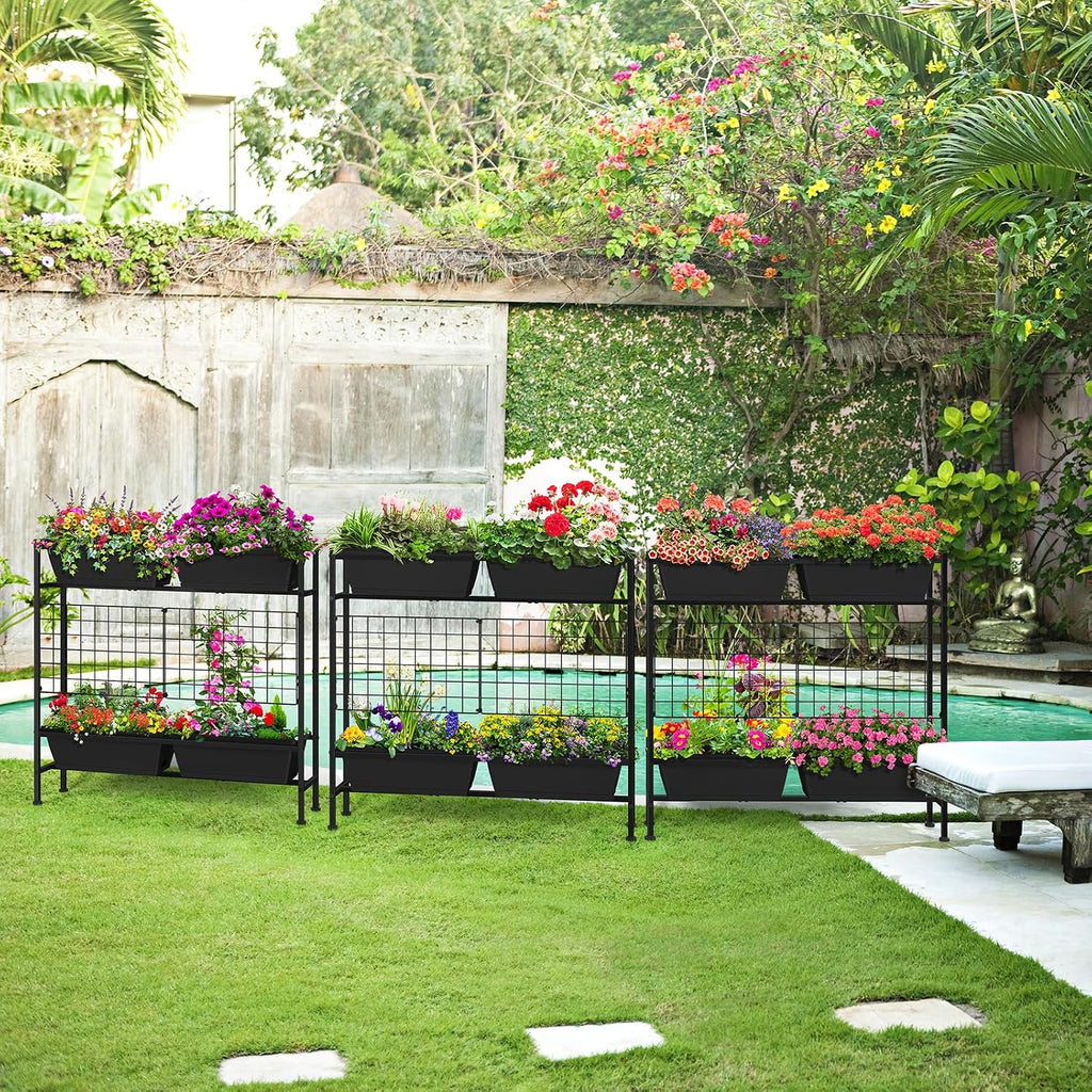 Black Tall Trellis Garden Planter