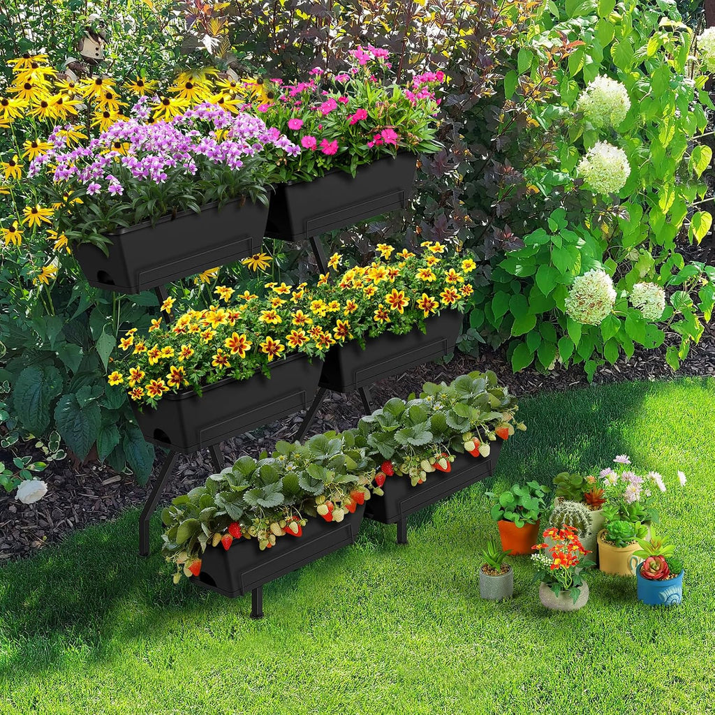 Black 6-box Vertical Planter