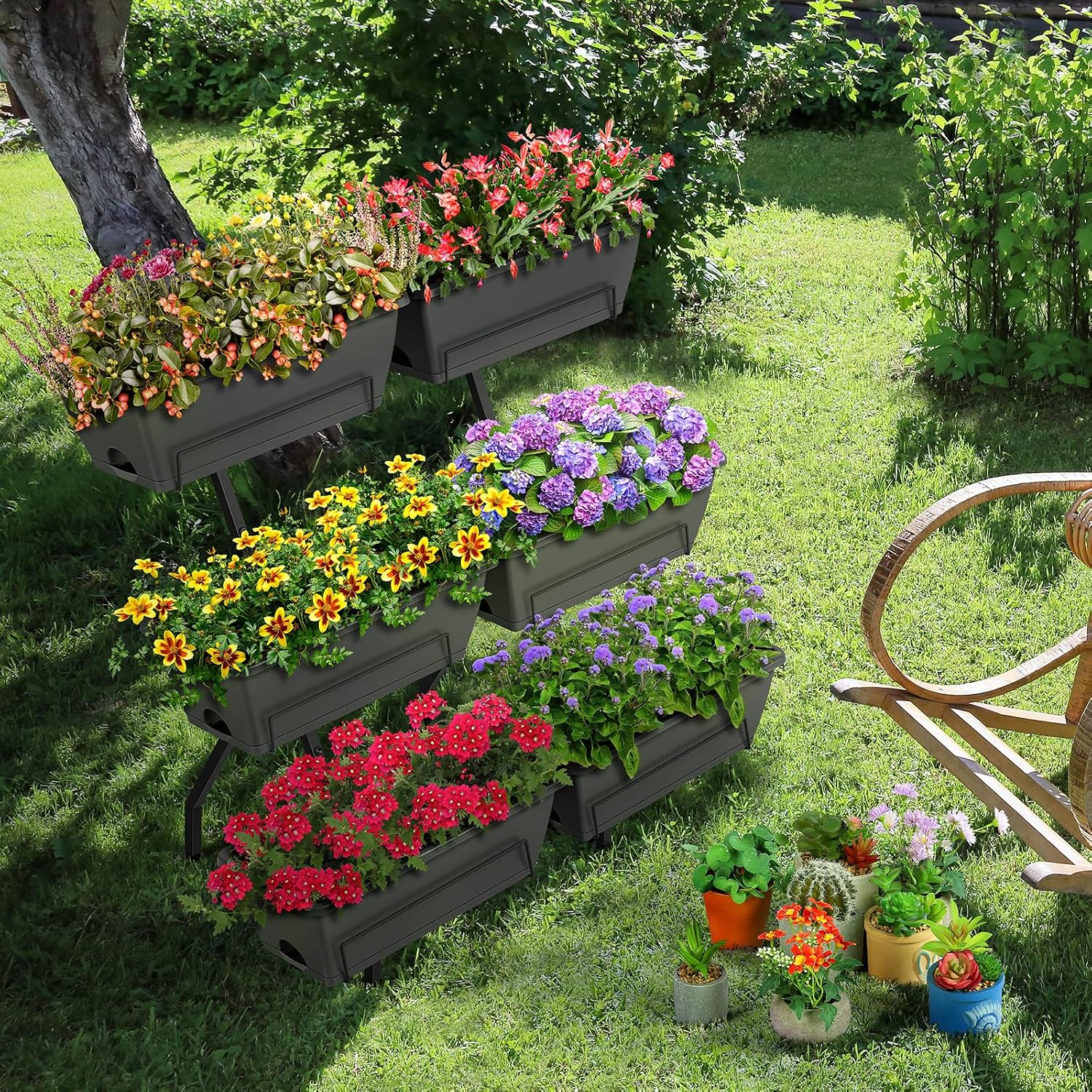 Gray Tiered Legged Garden Planter