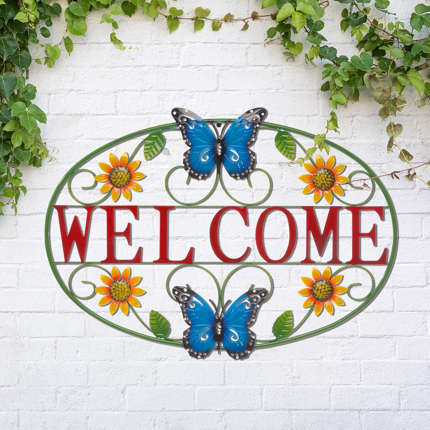 Sunflower Butterfly Welcome Wall Decor