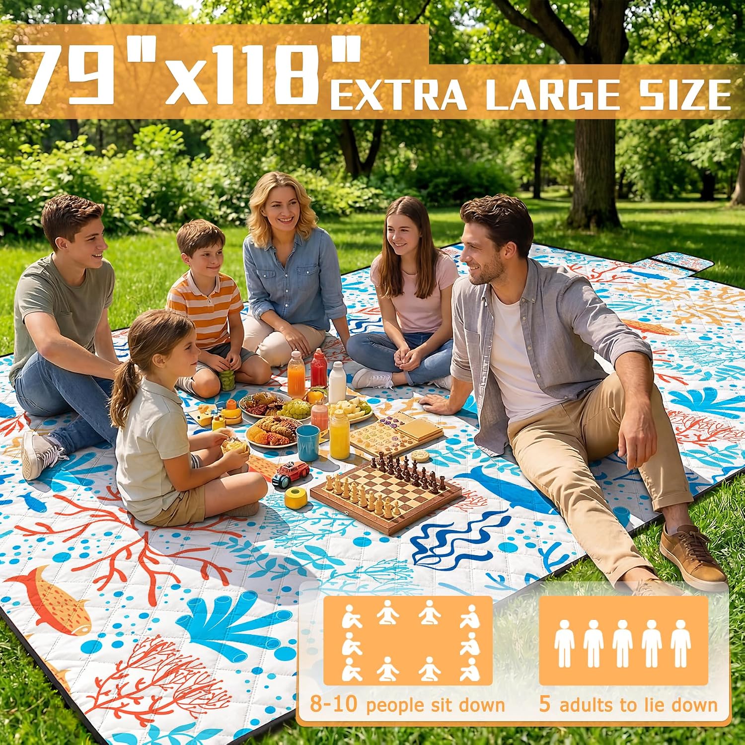Coral Large Foldable Picnic Blanket