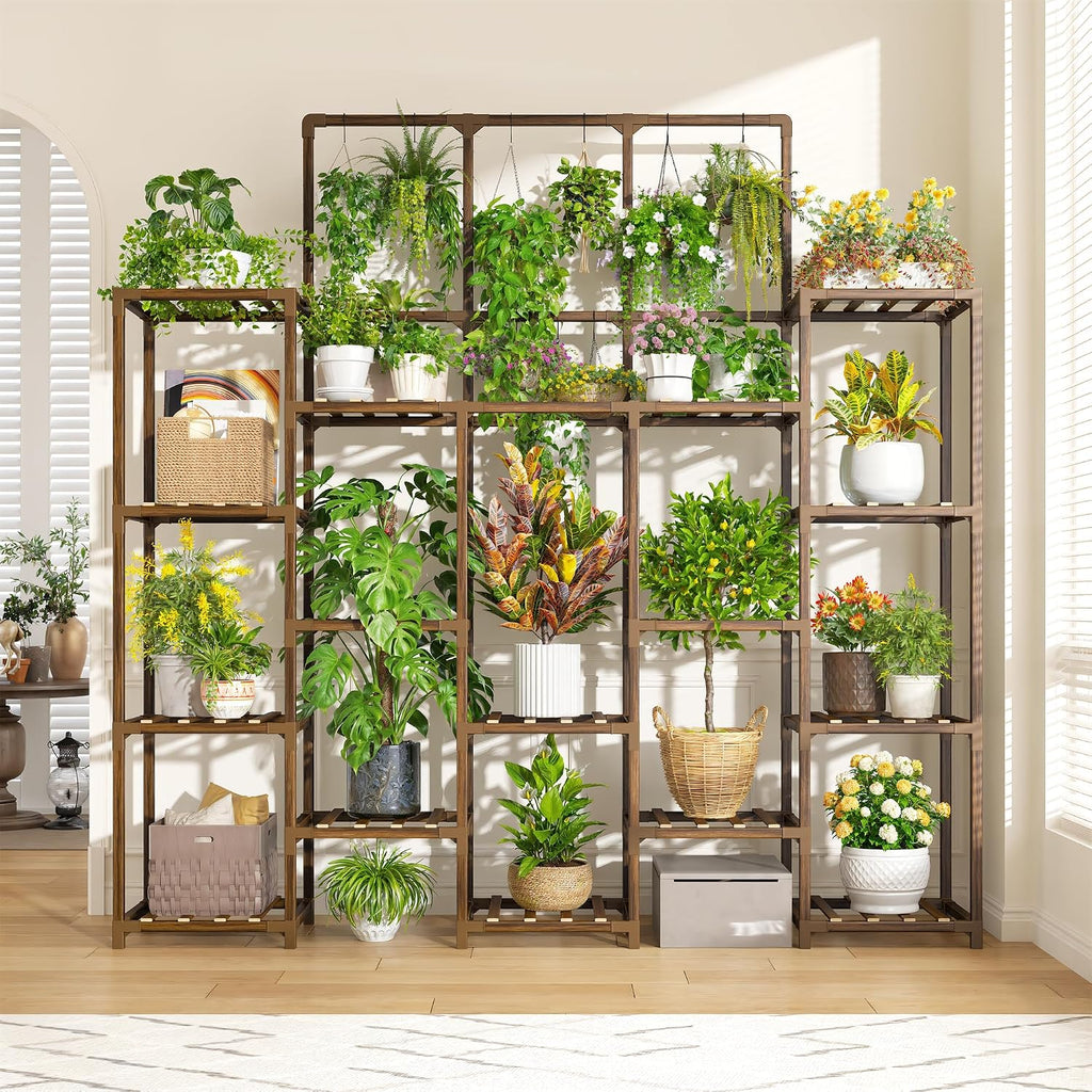Tall Wooden Multi-potted Plant Stand