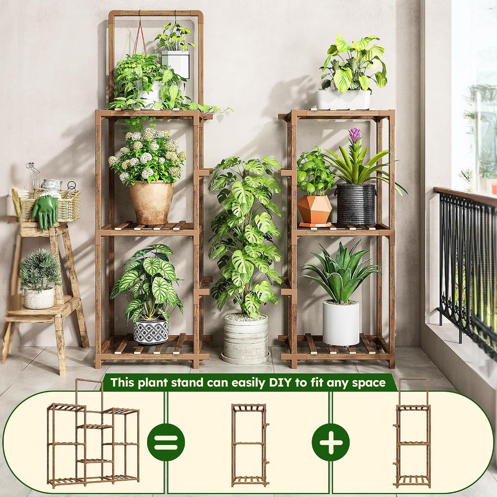 8-Tier Carbonized Wooden Plant Stand