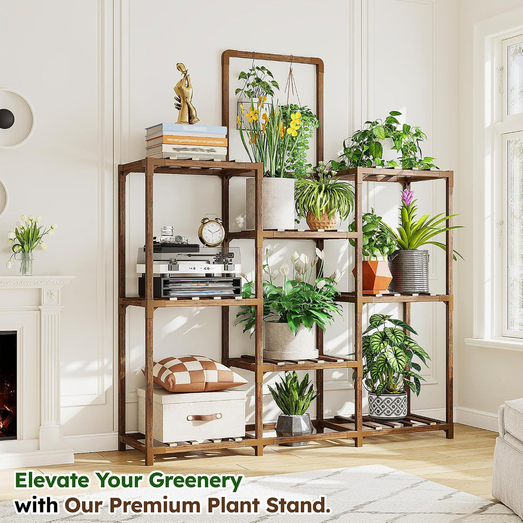 8-Tier Carbonized Wooden Plant Stand