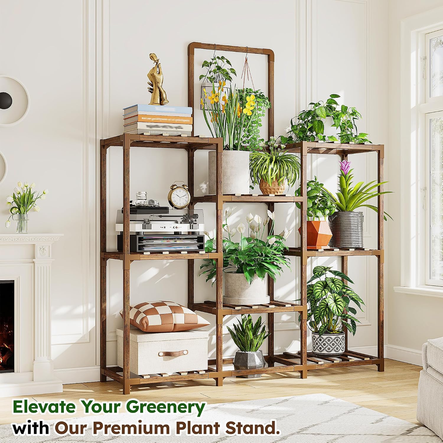 8-Tier Carbonized Wooden Plant Stand