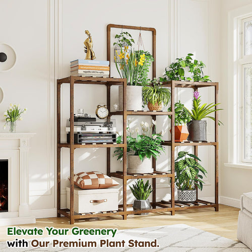 8-Tier Carbonized Wooden Plant Stand