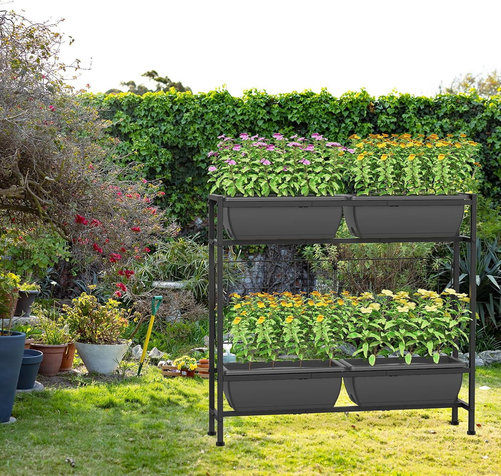 Grey Trellis Elevated Planter